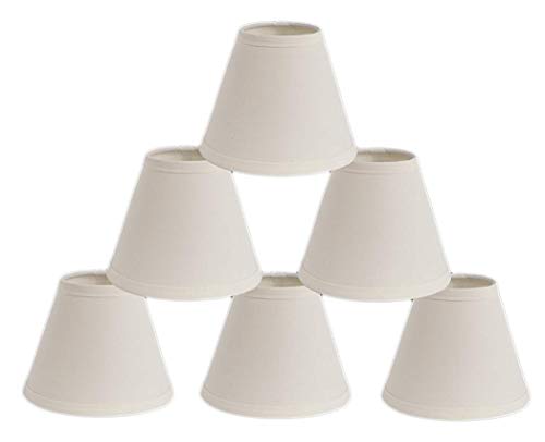 Urbanest Mini Chandelier Lamp Shades 6-inch, Cotton, Hardback, Clip On, Eggshell (Set of 6)