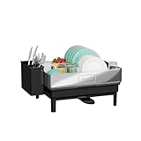 SEVANTE Escurreplatos de acero inoxidable negro 48,5 x 32 x 14 cm – Escurreplatos Kitchen – Escurreplatos moderno – Escurreplatos – Escurreplatos