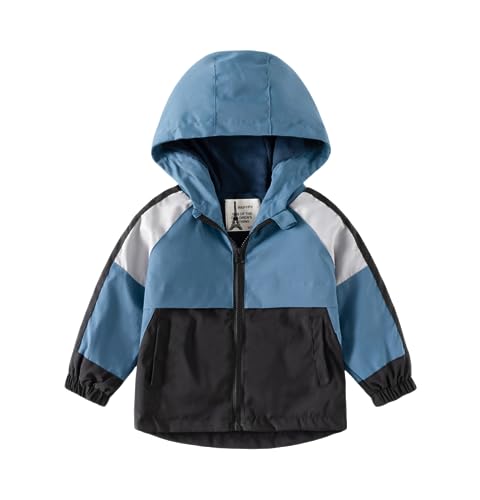Meufam Toddler Baby Boys Girls Hooded Jacket Spring Color Block Coat Autumn Long Sleeve Windproof Outwear