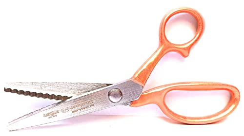 Image of Shalimar Brand 8 inch Inches Zig Zag Scissor for Cloth Cutting Tailoring Work Mild Steel, Rubber Coated Ergonomic Handle ,Ultra-Sharp Professional Peaking Shears for Sewing, Craft, Dressmaking, Fabrics Art and Craft