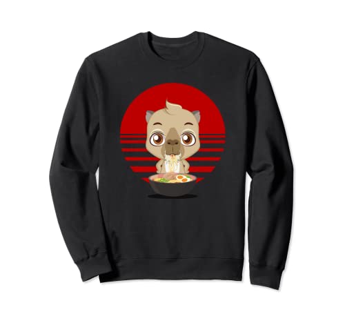 Capybara Eating Ramen Bowl Kawaii Sudadera