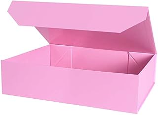Extra Large Magnetic Pink Gift Box, 43 x 25.5 x 10cm, Folding Empty Large Pink Present Box, Luxury Reusable Extra Big Gift Box for Presents, Birthday, Christmas, Gift Wrapping (1 Pack)