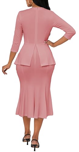 Image of Elegant Church Dress for Women Midi Dresses Work Wear Vintage Pencil Dress for Business Casual Outfits