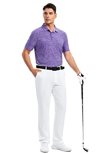 Image of Damipow Premium Golf Shirts for Men Dry Fit Performance Polo Short Sleeve Collared Shirt