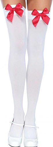 Ladies Womens Opaque Over Knee Long Stockings with Satin Bows
