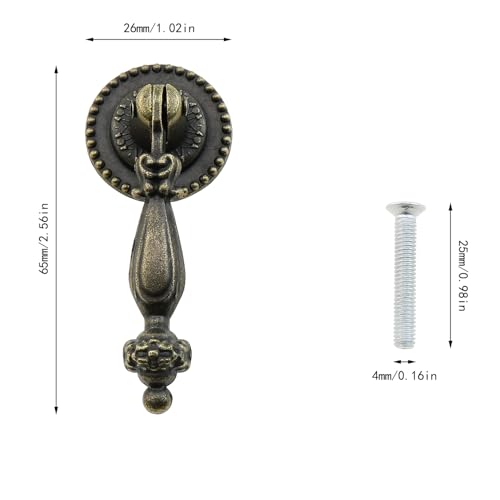 Poignées en goutte de bronze pour remplacer des boutons de commode usés lot rétro 6 pièces