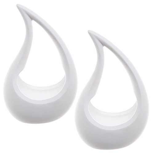 MyGift Set of 2 Tabletop Planter Pots, White Ceramic Air Plant Holder with Tear Drop Shape, Decorative Indoor Garden Containers for Mini Succulent Plants