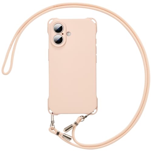 Coque iPhone 16 antichoc silicone souple avec bandouliere ajustable