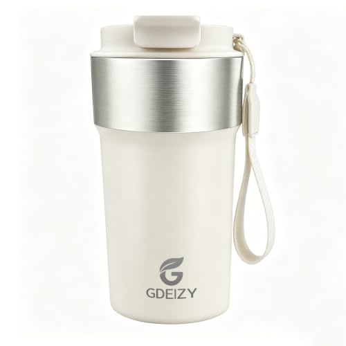 Image of Insulated Travel Coffee Mug, 17oz Stainless Steel Leakproof Flip Straw Cup