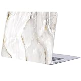 FFBOFFC Hartschale kompatibel mit MacBook Air 13.3 Zoll Case 2020 2019 2018 Modell A2337 A2179 A1932 M1 Chip mit Retina Display und Touch ID, Kunststoff Grafik Laptop Hülle, Silber-Gold-Marmor