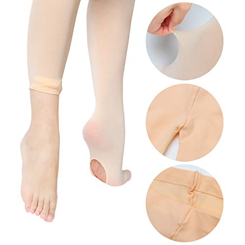 Cooraby 4 Pairs Dance Tight Footed Ballet Ultra Soft Ballet Tights For Girls,4 Colors (Black+White+ Pink+ Ballet Pink, S (Little Girl 6-8 Year)) #TOP2