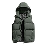 XDFVC Men's Hooded Puffer Vest Casual Quilted Sleeveless Jacket Fashion Oversized Solid Color Coats Winter Padded Ski Vests