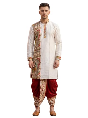 Khadi Silk Kurta with Benarasi Silk Dhoti Set | Traditional Ethni...