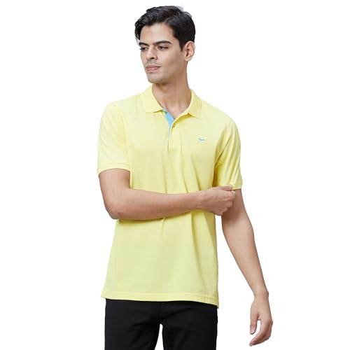Image of Park Avenue Slim Fit Pure Cotton Print Pattern Polo Neck Casual T-Shirt