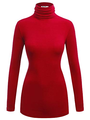 Image of Lock and Love Women's Turtleneck Top Lightweight Long Sleeve Slim Fit Pullover, Soft Rayon Stretch Layering Basic, S-3XL