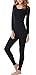 UYES Women's Thermal Underwear Set Top & Bottom Fleece Lined, W1 Black, Medium