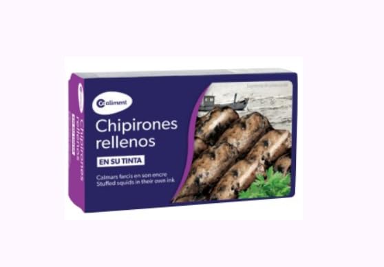 Chipirones Rellenos en su Tinta, Gefüllte Tintenfische in Tinte, 72g, 4er Pack