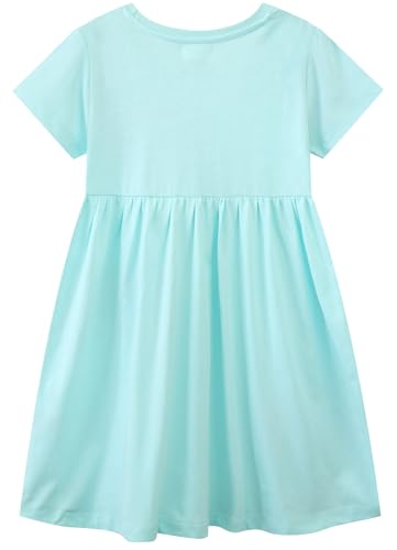 Hongshilian Toddler Girl Cotton Casual Dress Cartoon Appliques Short Sleeve Tunic Jersey Clothing2