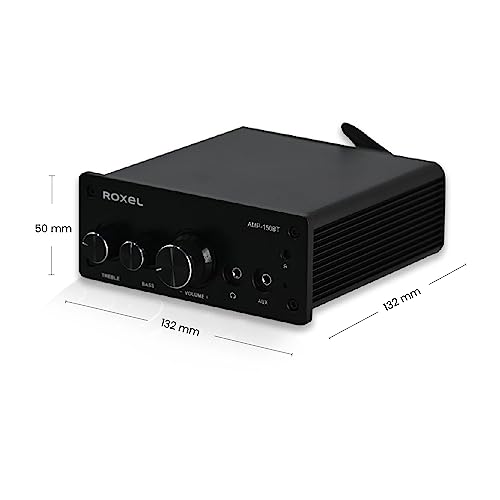Roxel AMP-150BT Amplifier for 2 Channel Wireless Stereo Audio Amplifier Receiver, Mini Hi-Fi Amp for Speakers up to 90W x 2, with Bass and Treble Control, Wireless Streaming for Passive Speakers - 2