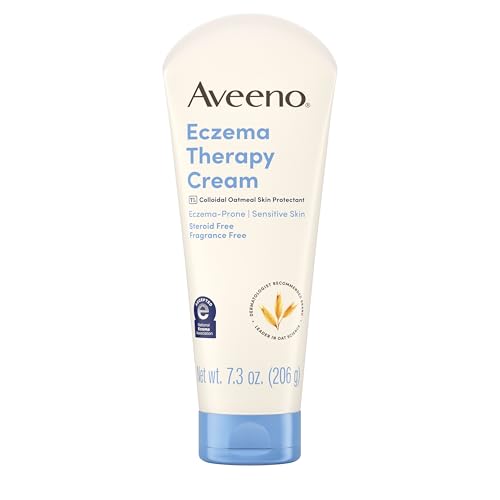 Aveeno Eczema Therapy Daily Moisturizing Body Cream for Itchy, Dry, Sensitive Skin, Soothing Eczema Relief Cream, Colloidal Oatmeal Skin Protectant, Dye-, Steroid- & Fragrance-Free, 7.3 oz