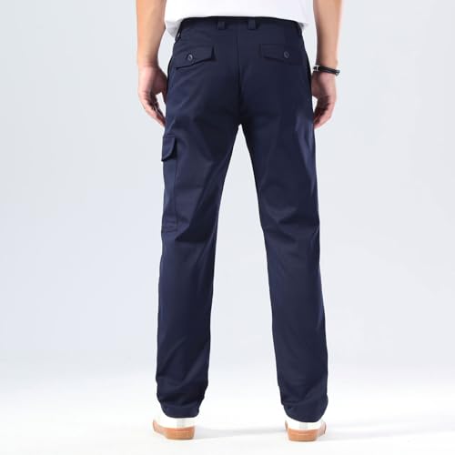 Plaid&Plain Mens Cargo Pants Taperd Cargo Pants with Multi-Pocket and Oversized Belt Loops2