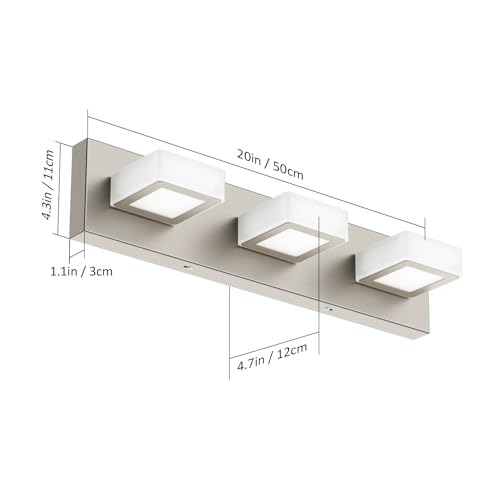 Image of Ralbay Brushed Nickel Bathroom Vanity Lights Metal Acrylic LED Modern Bathroom Wall Lighting Fixtures Brushed Nickel
