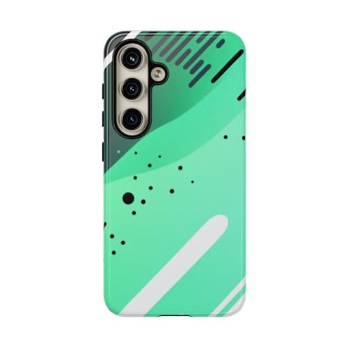 Coque rigide brillante Samsung S24 motif géométrique vert et noir