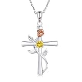 BlingGem Collier pour Femme Croix Argent 925/1000 Collier de Pierre de Naissance Novembre Pendentif Zircone Cubique 5A Bijoux Anniversaire Cadeau pour Femme Maman Epouse Fille