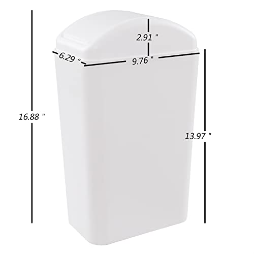 Image of Esdiplot 3.5 Gallon Plastic Trash Can with Swing Top Lid | Slim Swing Lid Garbage Bin Wastebasket for Bathroom