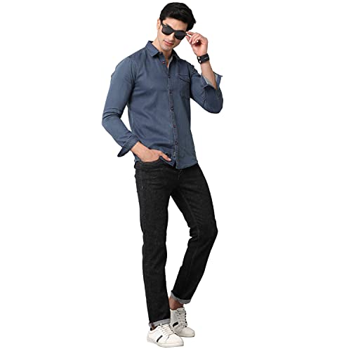 Image of VOI Jeans Men's Faded Cotton Blend Skinny Fit Jeans-VOJN1751-Jeans