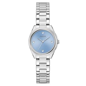 Guess Factory Silver-Tone And Blue Analog Watch FBAGUU1423L1M