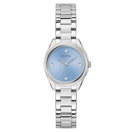 Guess Factory Silver-Tone And Blue Analog Watch FBAGUU1423L1M