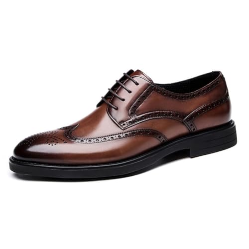 BWSEOBG Men's Brogue Wingtip Retro Business Oxford Shoes Classic Leather Round Toe Lace Up Wedding Formal Dress Shoes Derby Shoes
