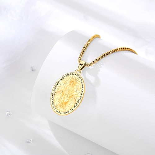 Patron Saint Medals Amulet Necklace 925 Sterling Silver Protection Jewelry for Men Women with 20"/22"+2" Rolo Chain3