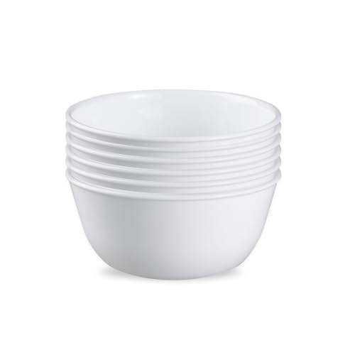 Corelle Vitrelle 28-oz Soup/Cereal Bowls Set of 6 Chip & Crack Resistant Dinnerware Bowls for Soup, Ramen, Cereal and More, Triple Layer Glass, Winter Frost White