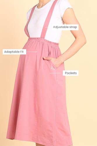 Image of ZELENA Maternity Jersey Skirt for Women with Pockets | 100% Soft Cotton Pregnancy & Postpartum Skirt | Stretchable Maternity Skirt with Detachable Strap for Mothers