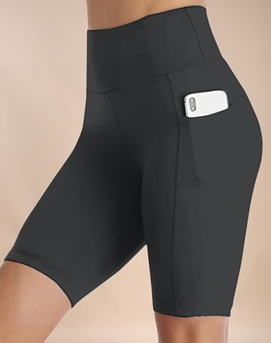 Image of High Waist Sports Activewear Shorts for Women and Girls Ideal for Gym and Yoga or Cycling with Side Pocket, Stretchable, Flexible, Slim Fit