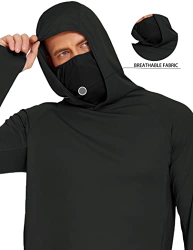 Image of COOrun Men's Hooded Sun Shirts with Mask Fishing Shirts for Men Long Sleeve UPF 50 Rash Guards Cooling Hoodies Hiking Shirts