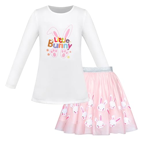 Image of Sunny Fashion Girls 2 Piece Set Shirt Skirt Love Heart Valentine Casual Festive