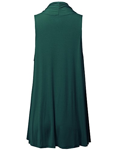 Women's Solid Open Front Draped Neck Sleeveless Vest Cardigan - Made in USA2