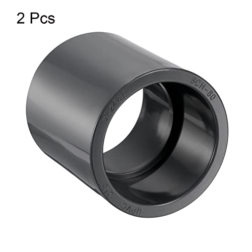Conector de acoplamiento recto UPVC de 2-1/2 pulgadas Schedule 80 gris (2 piezas) 4