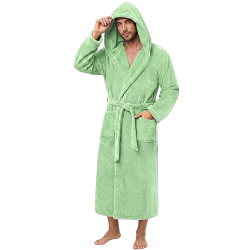 Image of PJGGZ Men's Bathrobes with Hood, Soft Long Towel Robe for Men - Super Absorbent Quick Dry yet Warm