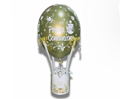 Mongolfiera Decorativa Centrotavola Comunione: Grande (13x13x35cm), Palloncino Incluso