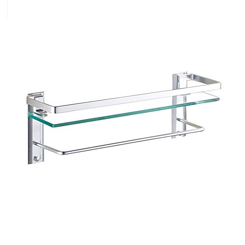 Étagère en verre trempé et aluminium pour salle de bain au design épuré chic