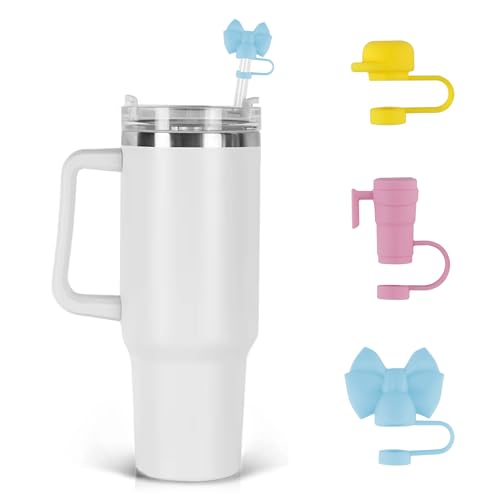 3 PCS Straw Cover Topper Silicone Spill Proof Stopper for 10mm/0.4in Straws Cute Straw Cover Cap 40oz 30oz Sippy cup Accessories Reusable Dust-Proof