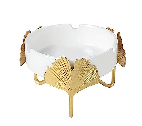LUTFI Cendriers Cendrier en céramique avec Support en métal, intérieur splendide Multifonctionnel, Applicable aux Tables d'extérieur Bar-Restaurant
