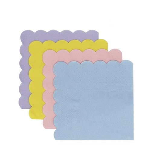 ZMShenMa Pure Wood Pulp 4-Color Disposable Cocktail Napkins For Weddings, Birthdays, Baby Showers, Parties, And Dinners