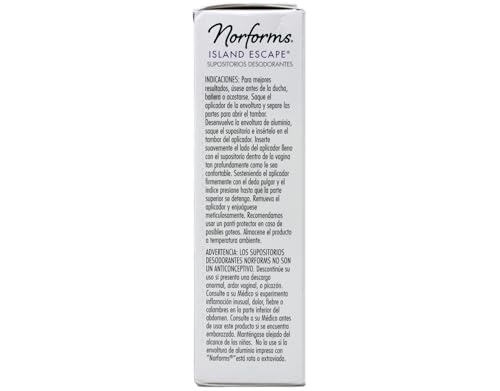 Image of Norforms Feminine Deodorant Suppositories, Long Lasting Odor Control, Island Escape Scent, 12 Count (Pack of 3)