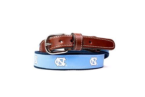 StadiumSpot North Carolina Web Leather Mens Belt, Carolina Blue, Size 38