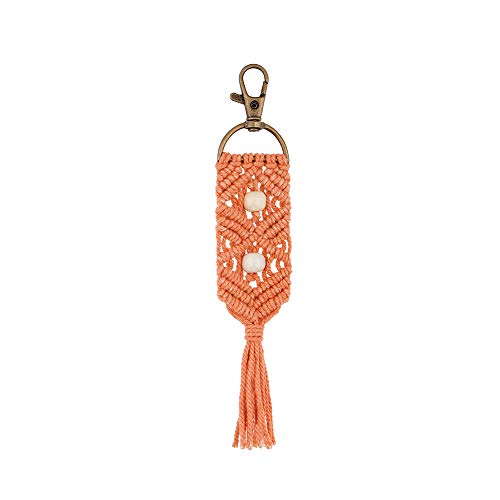 Xgalbla Macrame Keychains Boho Bag With Tassels Wooden Beads Handcrafted Accessory Car Key Holder, Purse, Phone Wallet(Orange) #TOP5